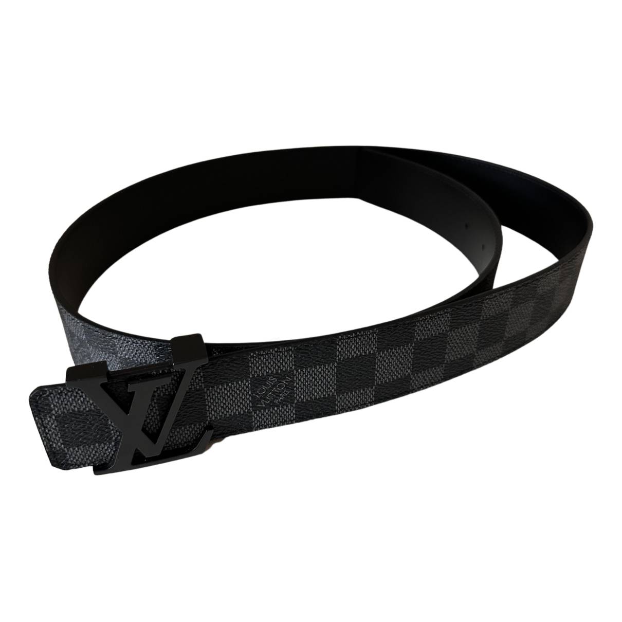 Initiales leather belt Louis Vuitton Anthracite size 100 cm in