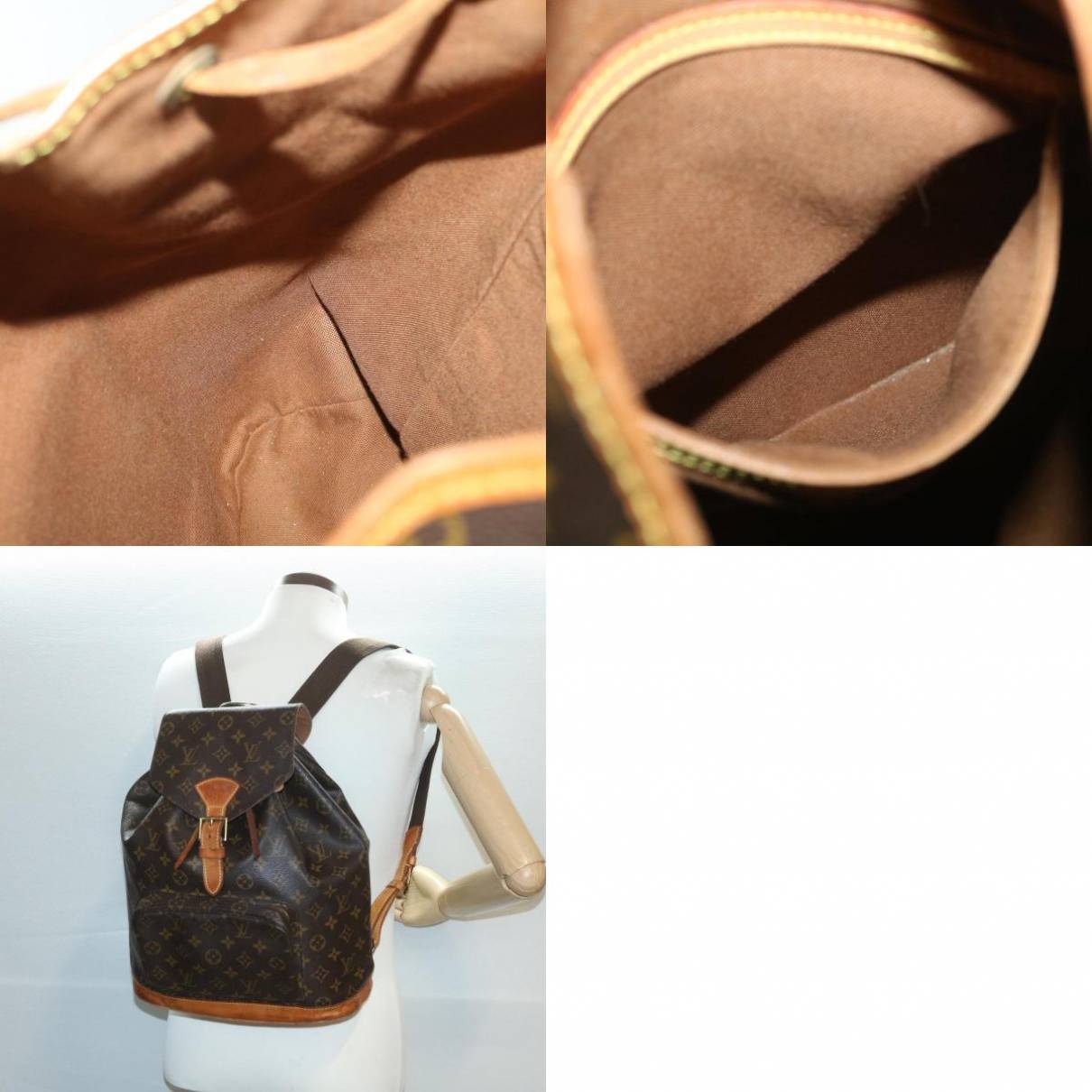 Montsouris cloth backpack Louis Vuitton Beige in Cloth - 32499201