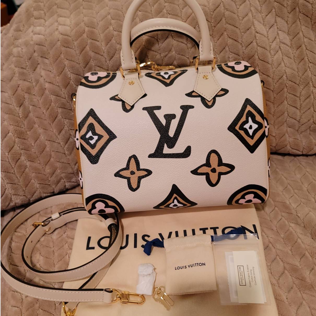 Vanity cloth handbag Louis Vuitton Beige in Cloth - 26169167