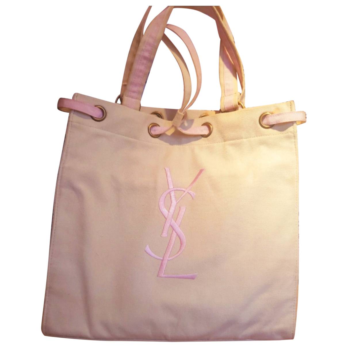 Cloth tote Yves Saint Laurent Beige in Cloth - 32381527
