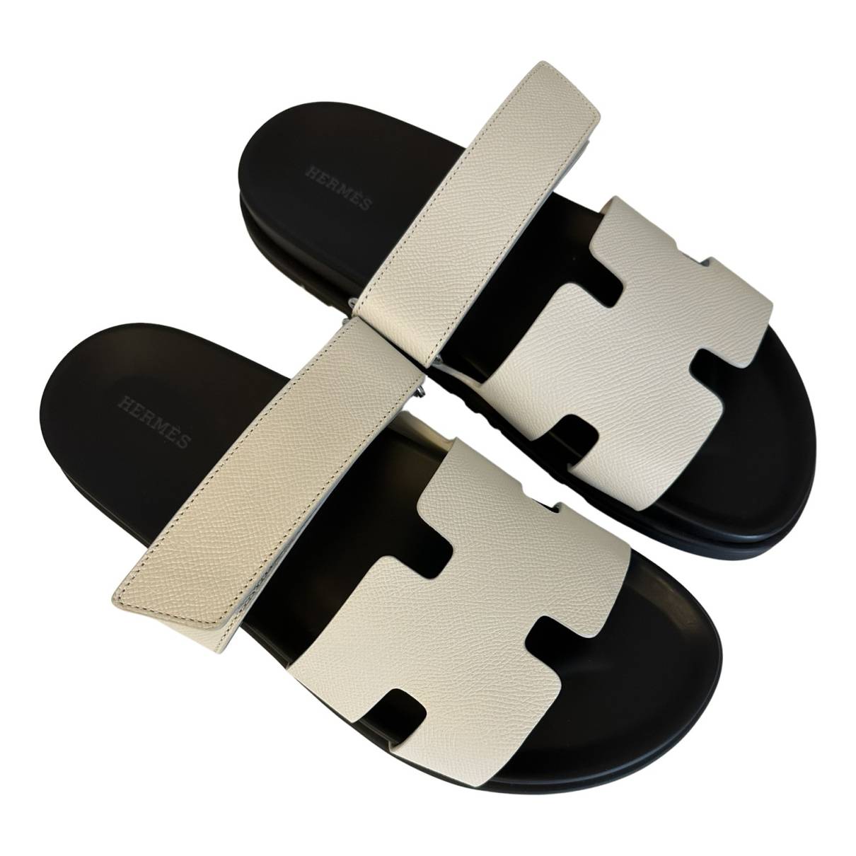 Chypre leather sandals Hermès Beige size 43 EU in Leather - 35623933