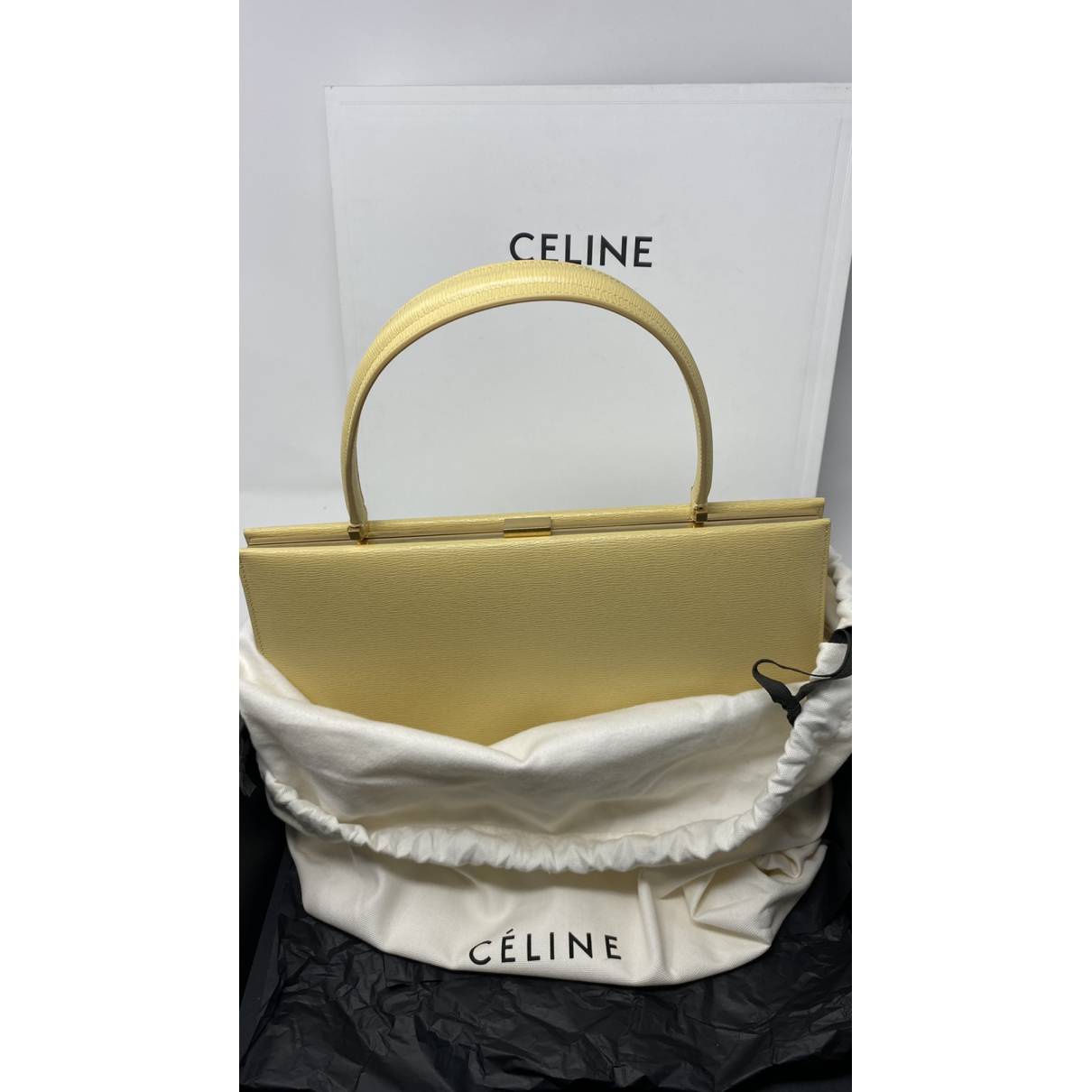 Celine - Authenticated Clasp Handbag - Leather Beige for Women, Never Worn, with Tag