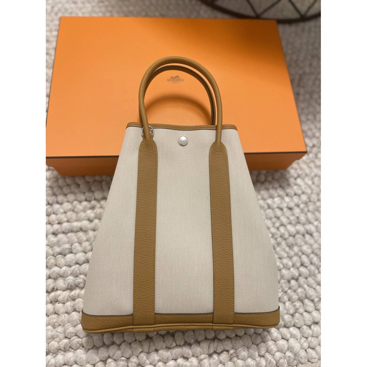 Garden file leather tote Hermès Beige in Leather - 32860322