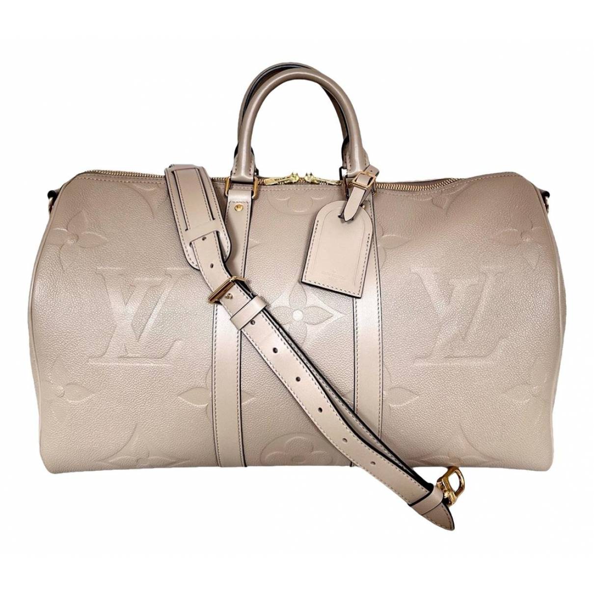 Keepall leather travel bag Louis Vuitton Beige in Leather - 31839693