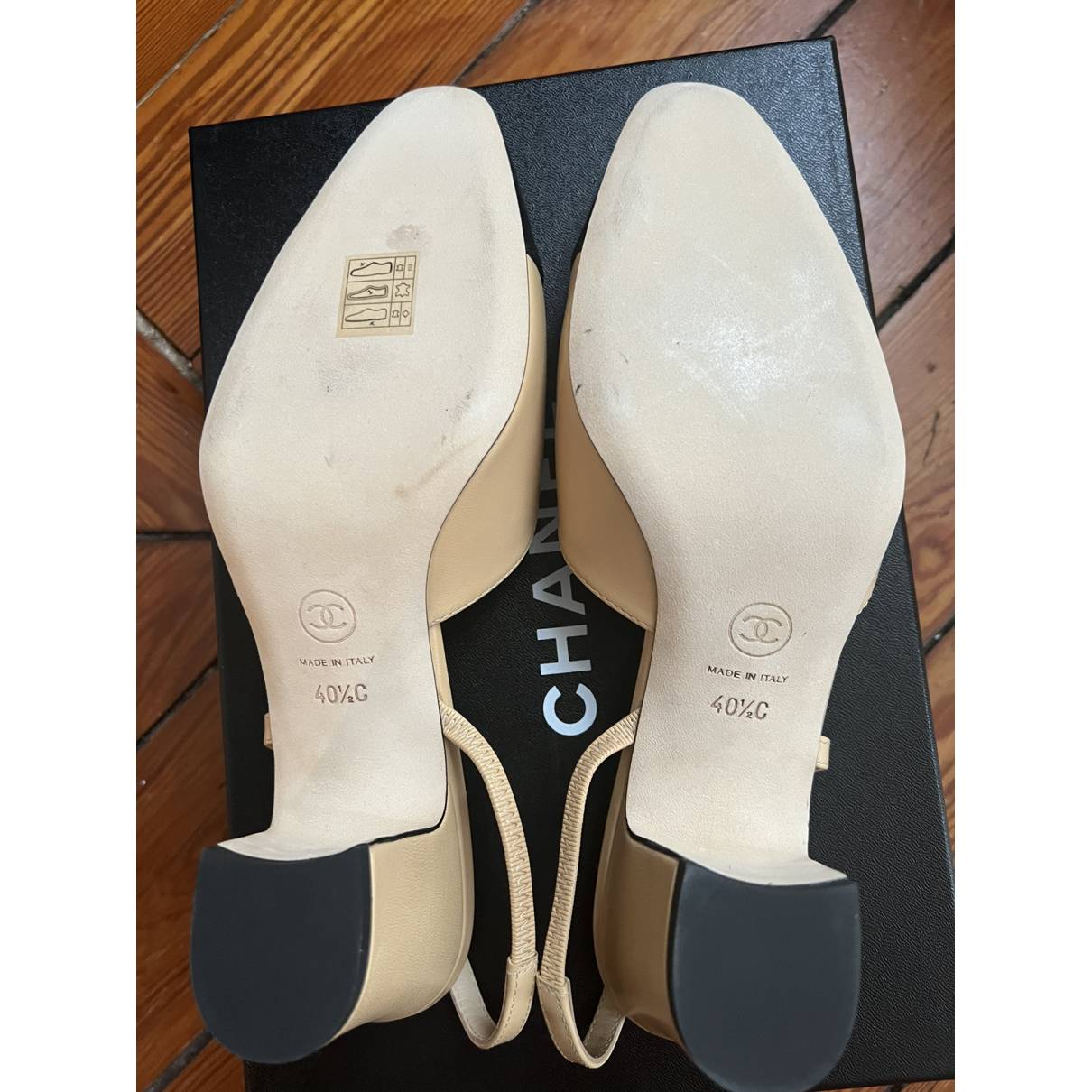 Slingback leather sandals Chanel Beige size 40.5 EU in Leather
