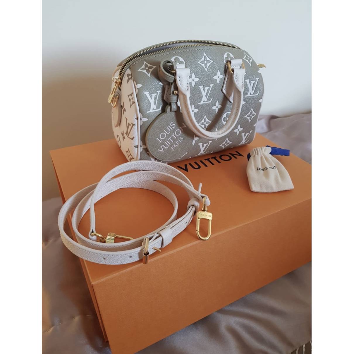 Speedy leather handbag Louis Vuitton Beige in Leather - 22460688