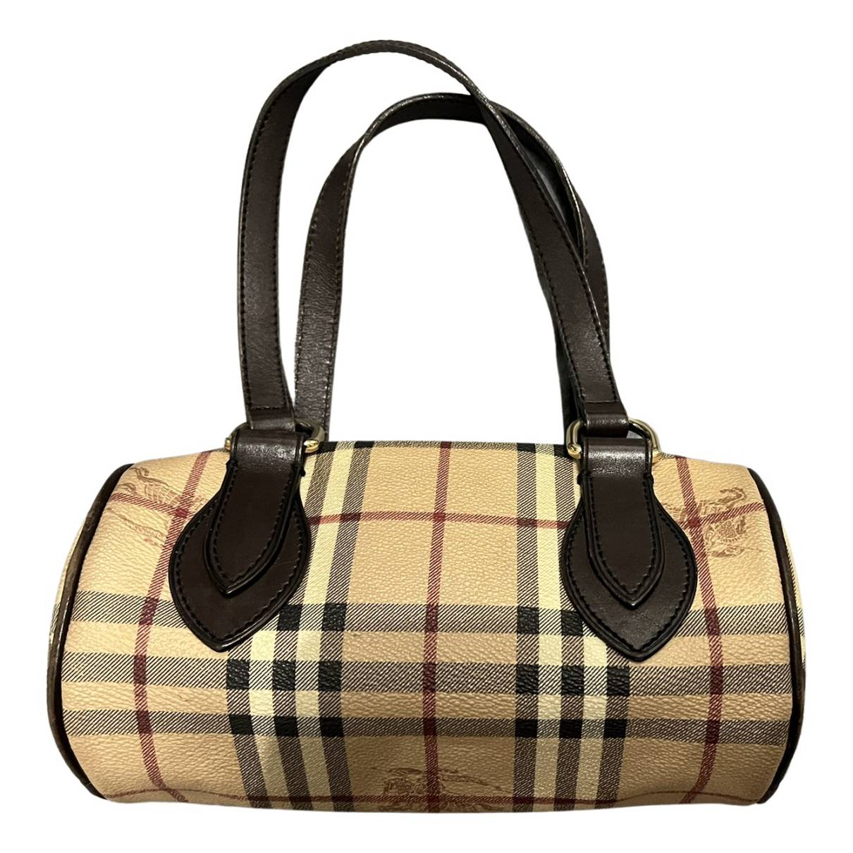 Burberry Beige/Brown Haymarket Check Coated Canvas and Leather Boston Bag  Burberry