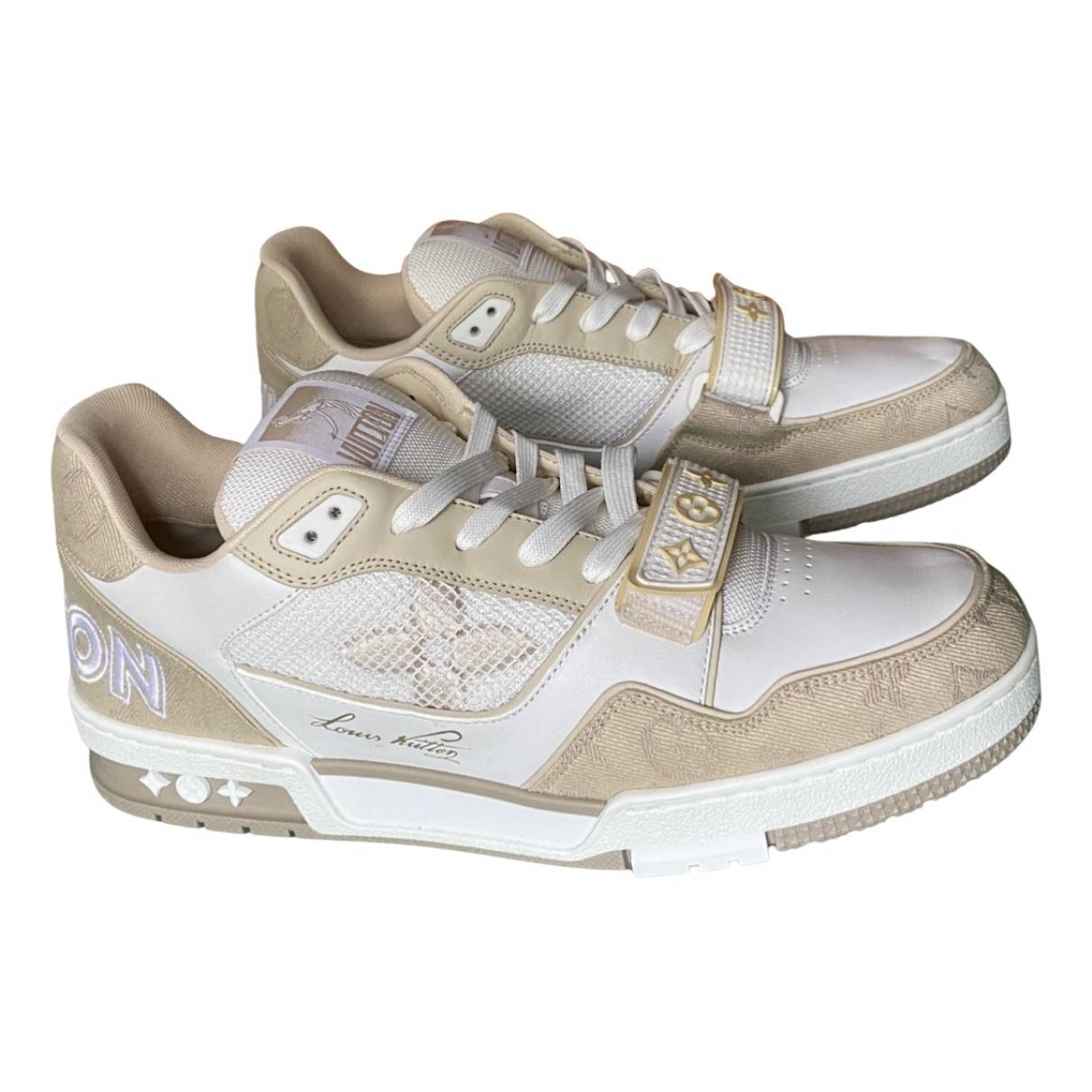 Lv trainer low trainers Louis Vuitton Beige size 6 UK in Other - 32030740