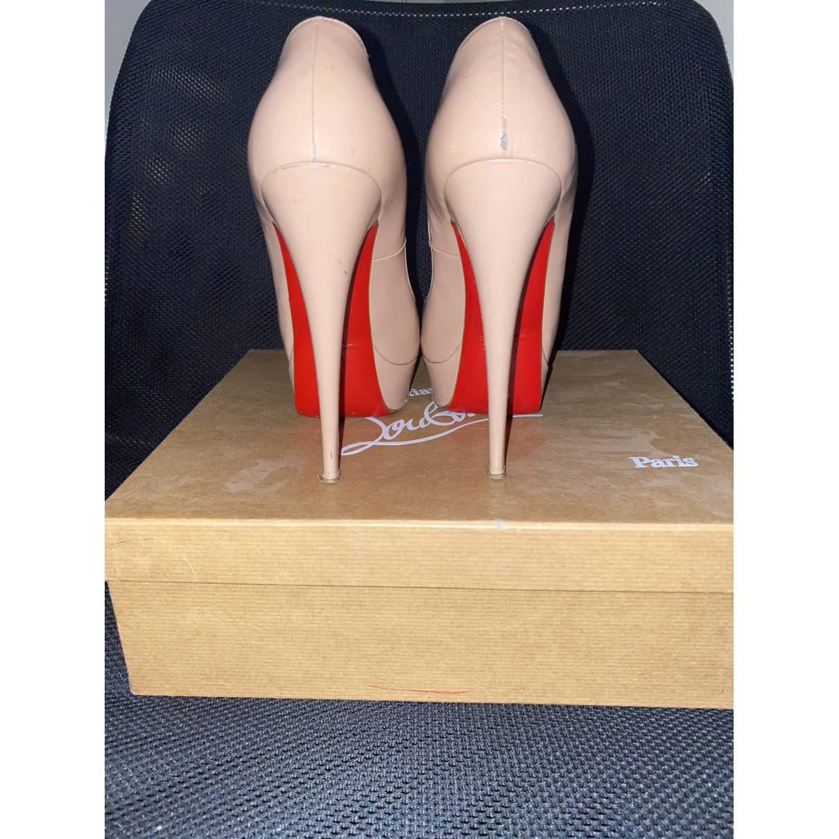 Patent leather heels Christian Louboutin Beige size 5 UK in Patent leather  - 22886063