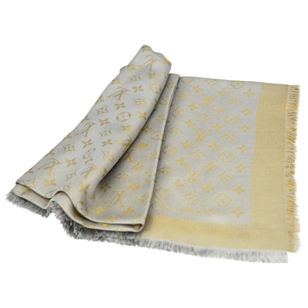 Châle monogram silk scarf Louis Vuitton Beige in Silk - 30498040