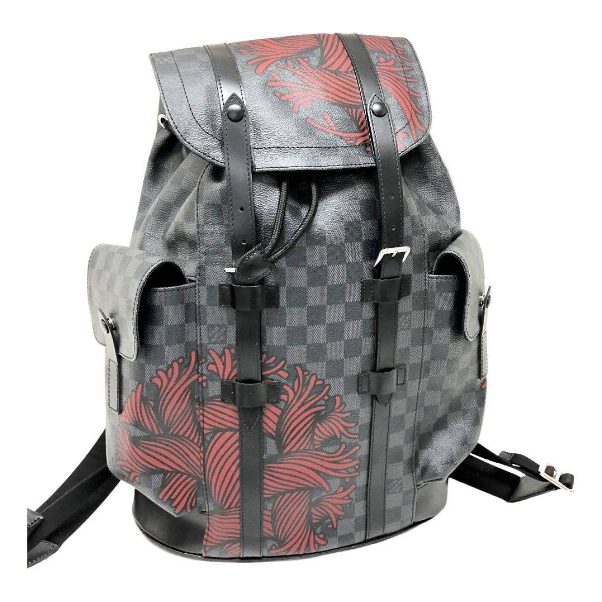 Christopher backpack cloth bag Louis Vuitton Black in Cloth - 18899090