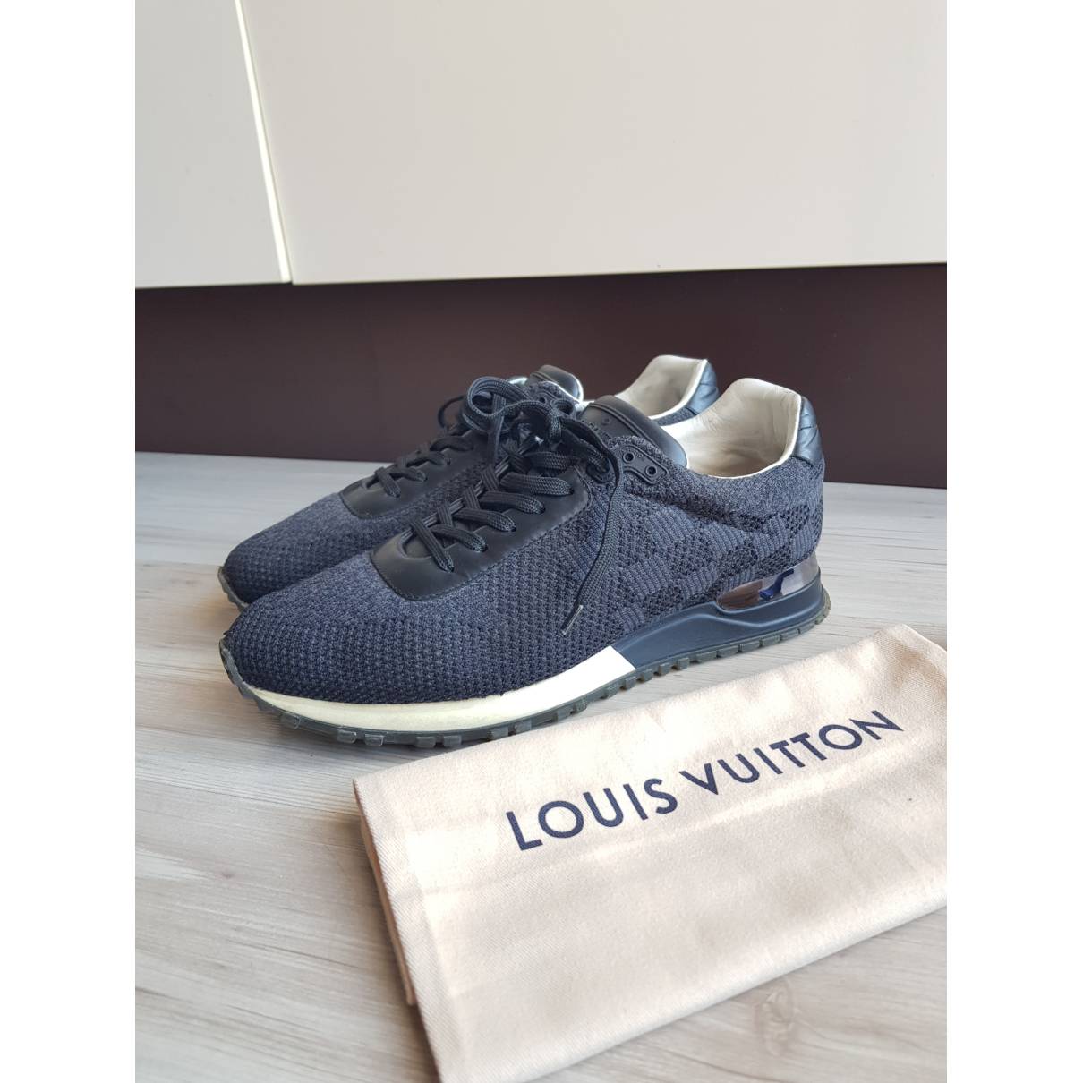 Lv runner active cloth low trainers Louis Vuitton Black size 11 UK in Cloth  - 32337850