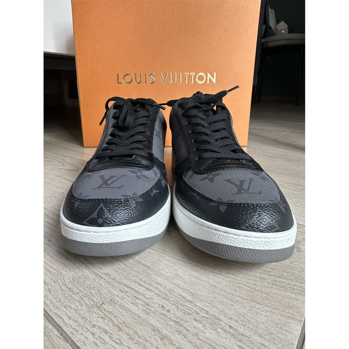 Louis Vuitton Monogram Eclipse Canvas and Suede LV Trainer Sneakers Size 42  Louis Vuitton