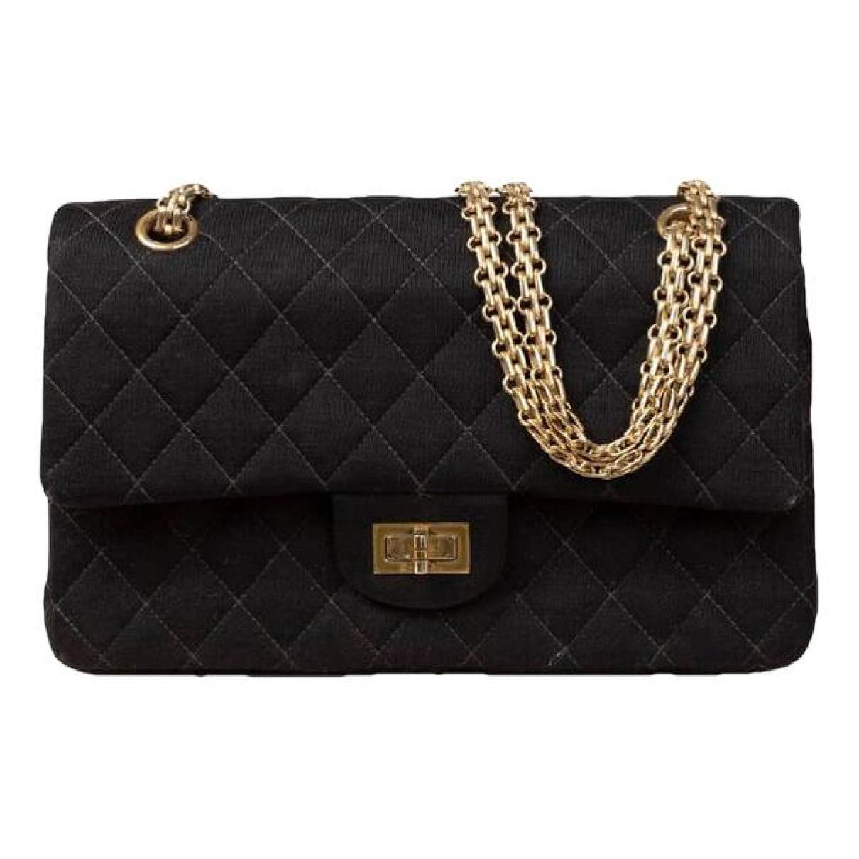 2.55 handbag Chanel Black in Cotton - 35416278