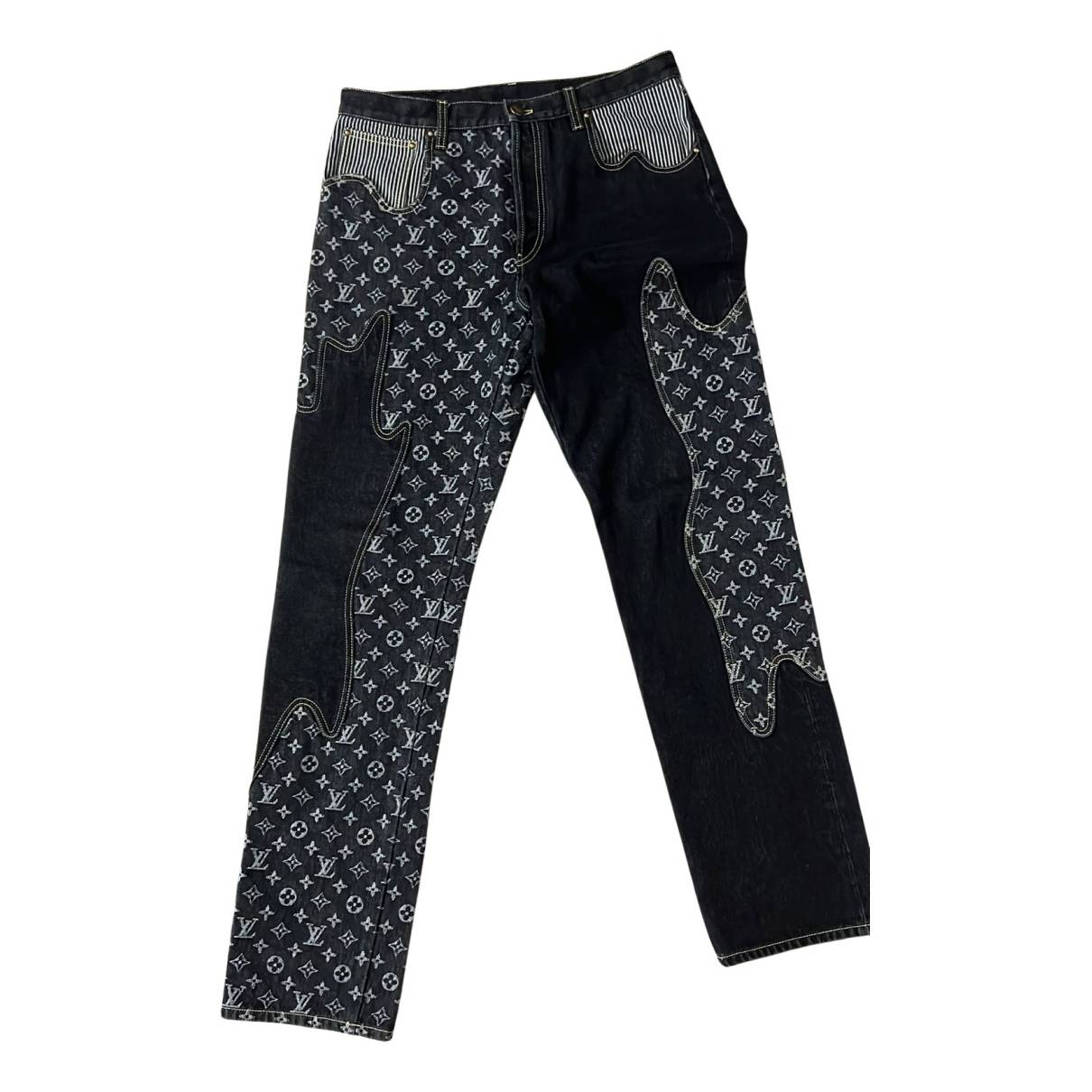 Straight jeans Louis Vuitton Black size 32 US in Cotton - elasthane -  31084735