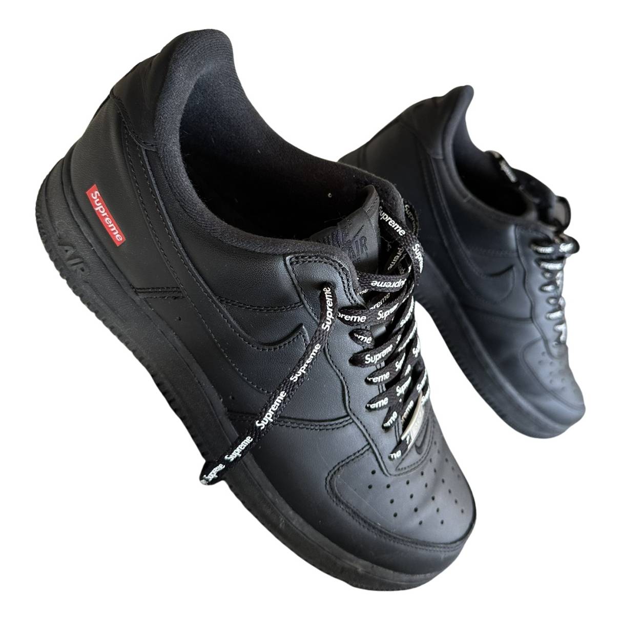 Air force 1 leather low trainers Nike x Supreme Black size 42 EU in Leather  - 32572023
