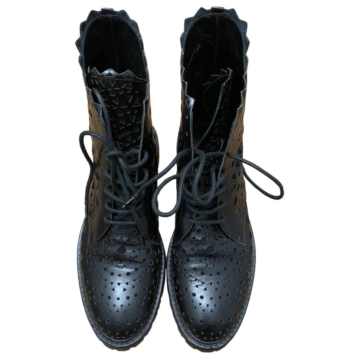 CHANEL Calfskin Nylon CC Ankle Snow Boots 35.5 Black 635692
