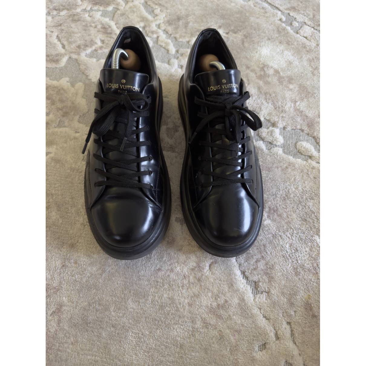 Beverly hills leather low trainers Louis Vuitton Black size 12 UK in  Leather - 35996695