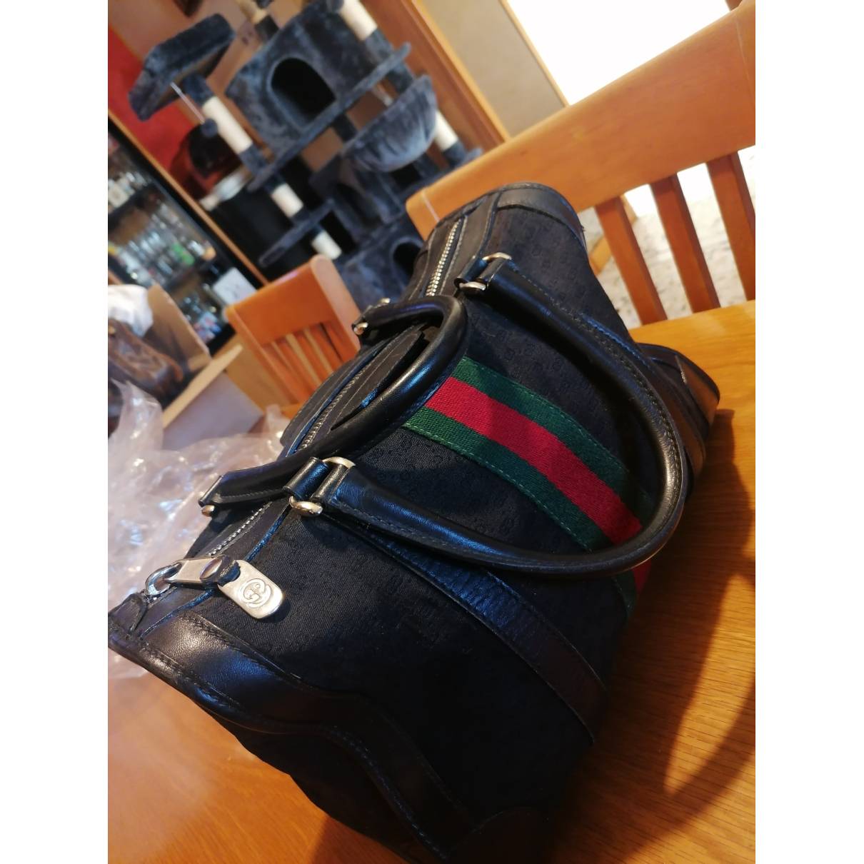 Boston leather bowling bag Gucci Black in Leather - 30421914
