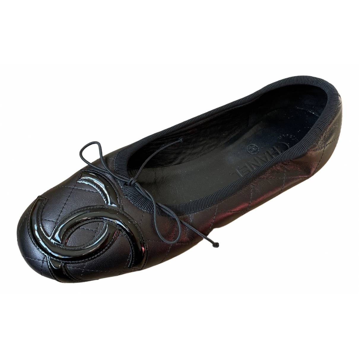 Leather ballet flats Chanel Black size 38 EU in Leather - 24895458