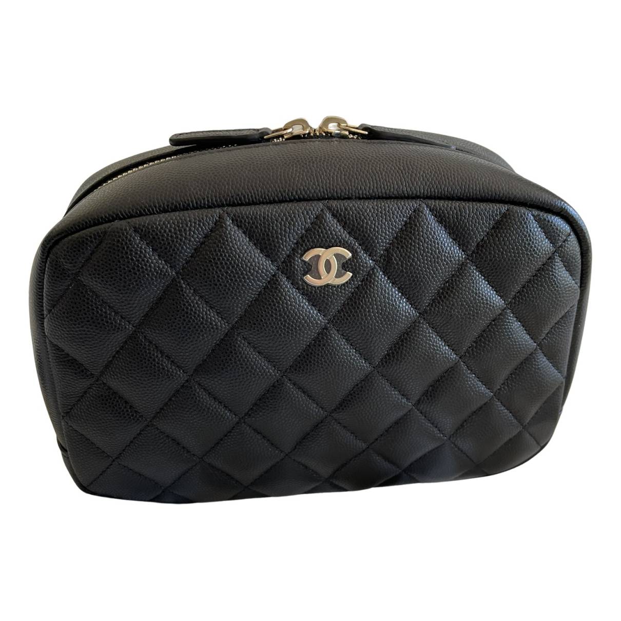 Chanel Black Leather CC Vanity Case Chanel