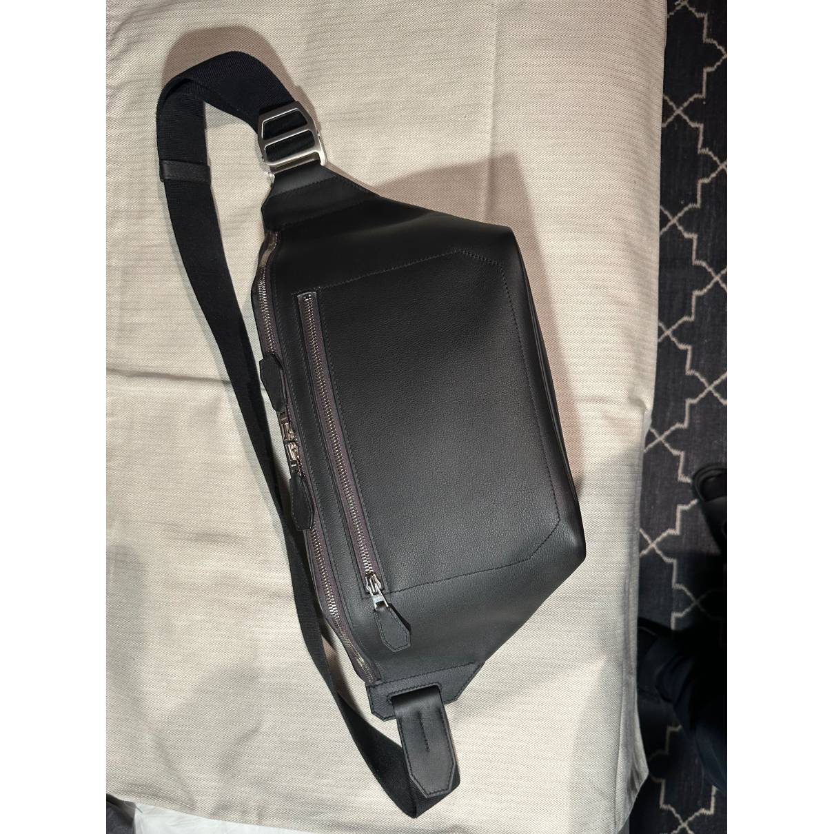 Hermes Paris Tan Leather Cityslide Crossbody Waist Belt Bag For