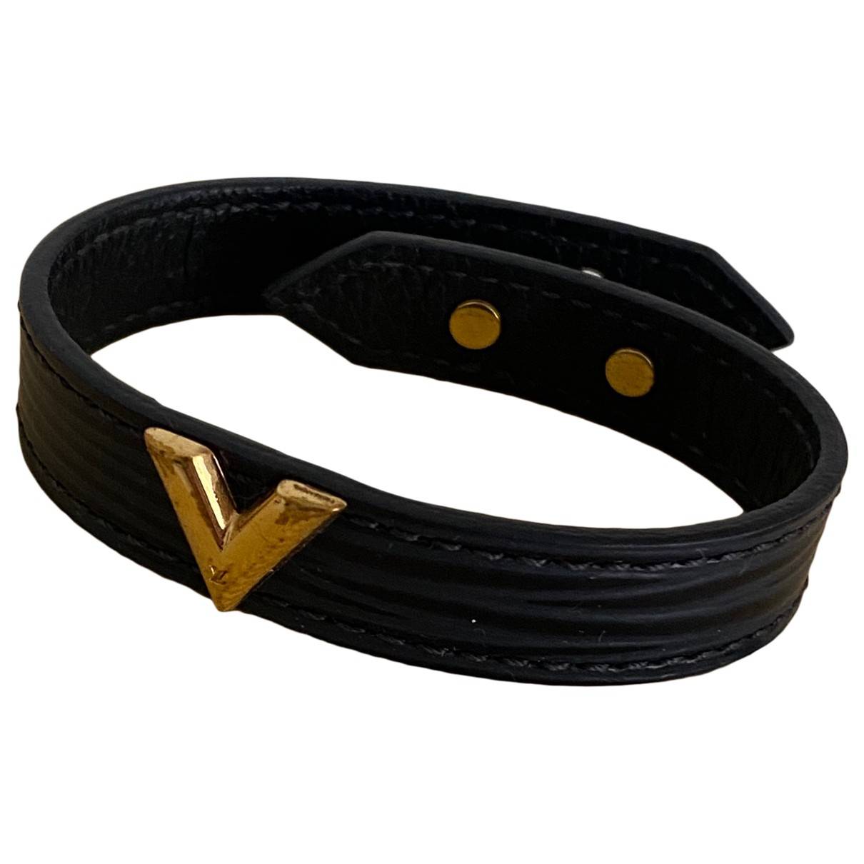 Essential v leather bracelet Louis Vuitton Black in Leather - 27243605