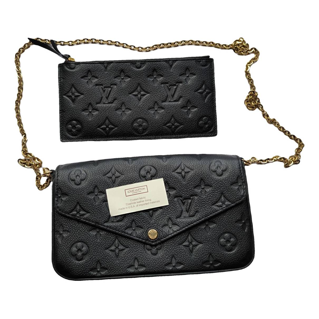 Louis+Vuitton+Pochette+Felicie+Shoulder+Bag+Black+Leather for sale