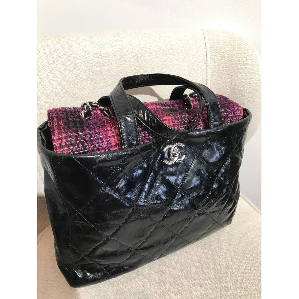 Grand shopping leather tote Chanel Black in Leather - 34551950
