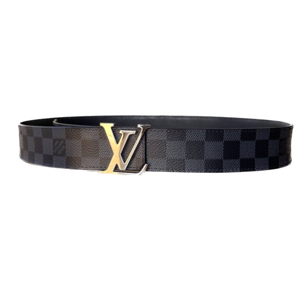 Louis Vuitton Black Leather Belt, Gold Buckle Size 95