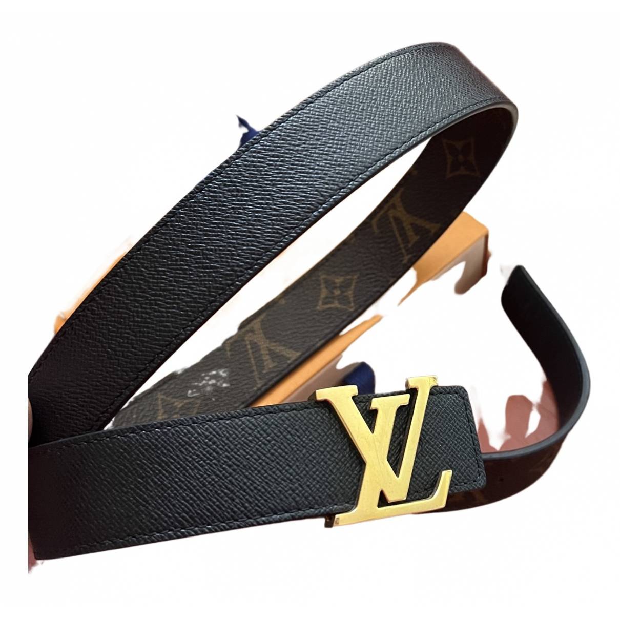 Initiales leather belt Louis Vuitton Black size 80 cm in Leather
