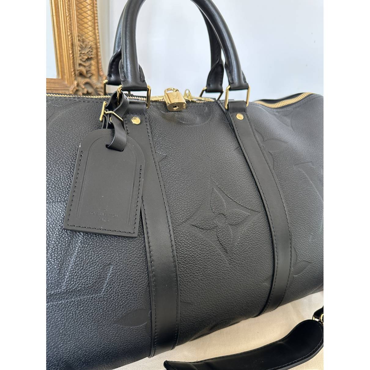 Keepall vegan leather travel bag Louis Vuitton Brown in Vegan leather -  31801618