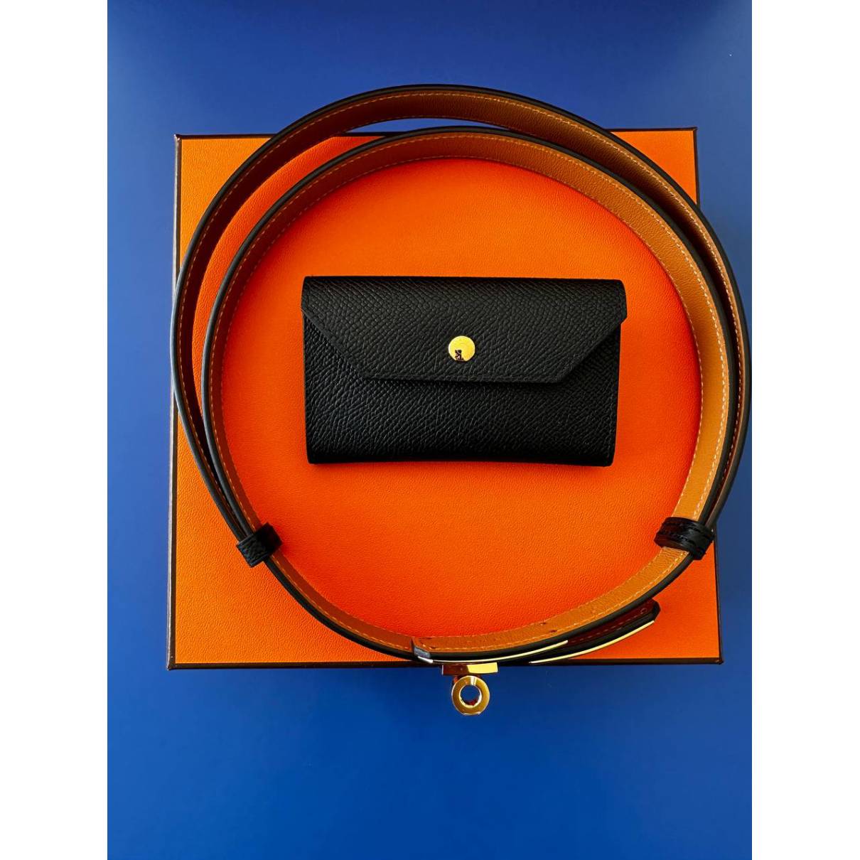 Kelly pocket leather belt Hermès Black size S International in Leather -  32023052
