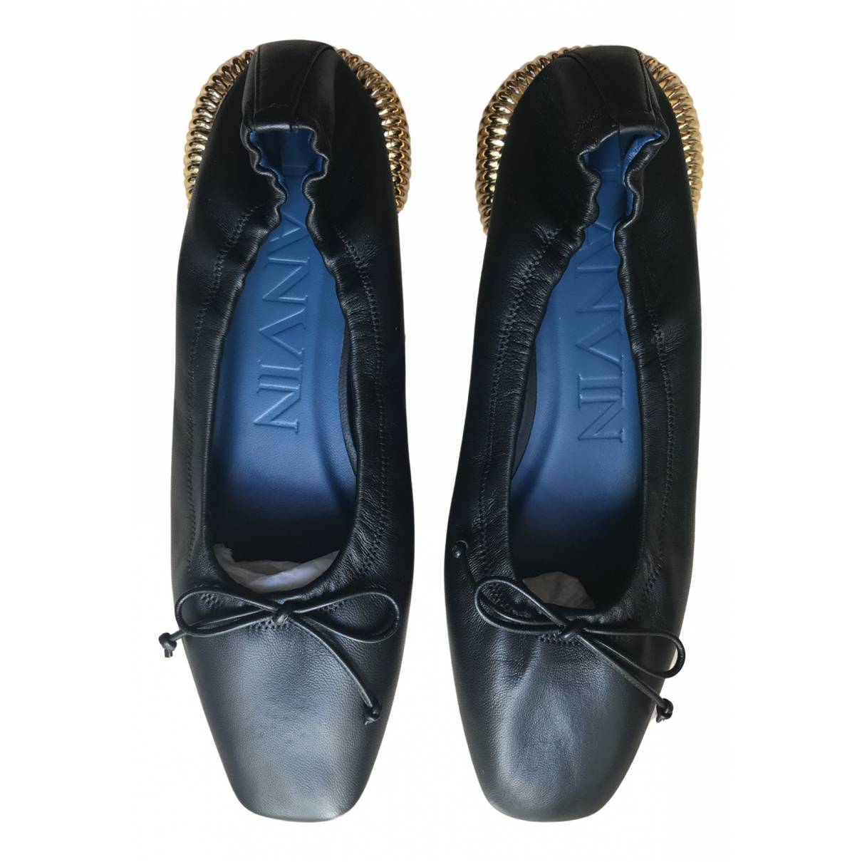 Leather ballet flats Lanvin Black size 37 EU in Leather - 31985584