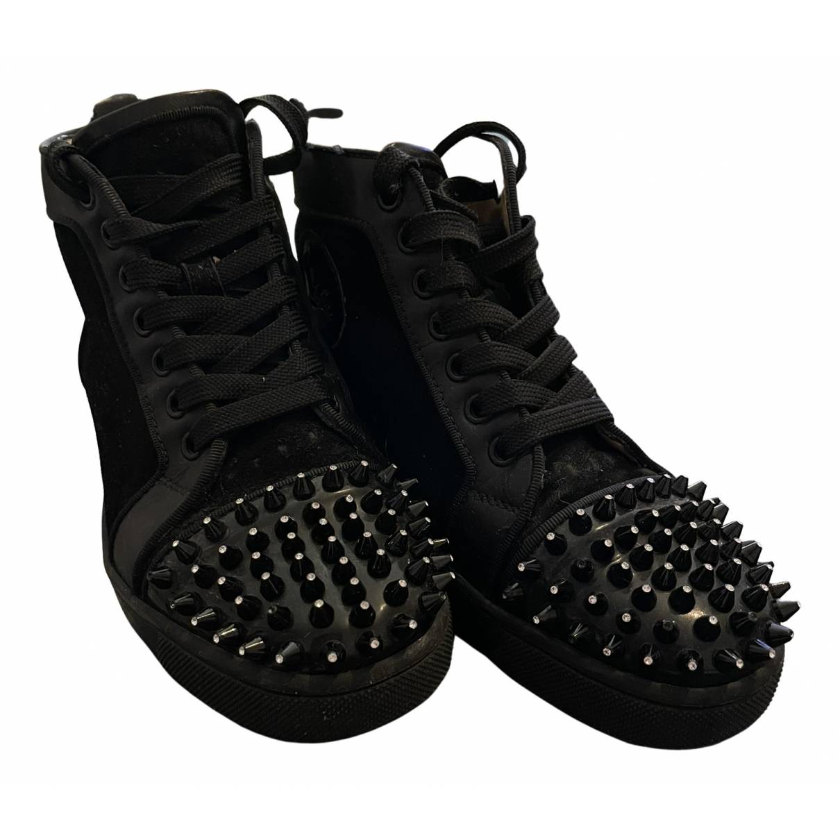 Christian Louboutin Black Leather Louis Spikes High Top Sneakers Size 41.5 Christian  Louboutin