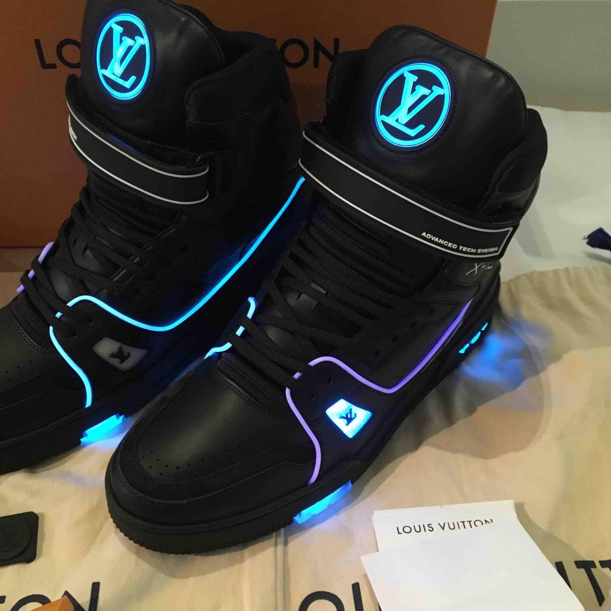 Vuitton X408 All Black High Top Sneaker With LED Colorful Top