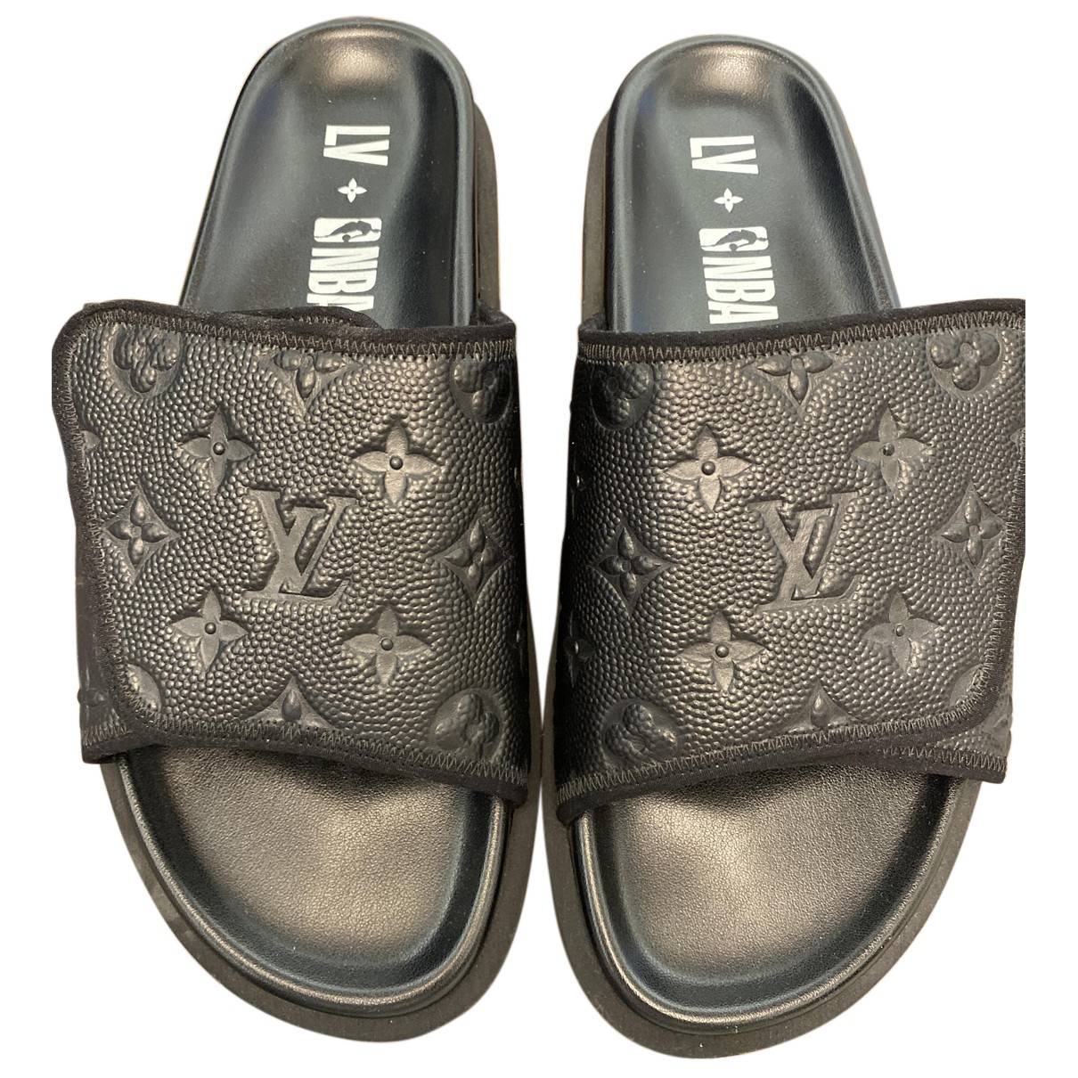 Leather sandals Louis Vuitton X NBA Black size 9.5 US in Leather