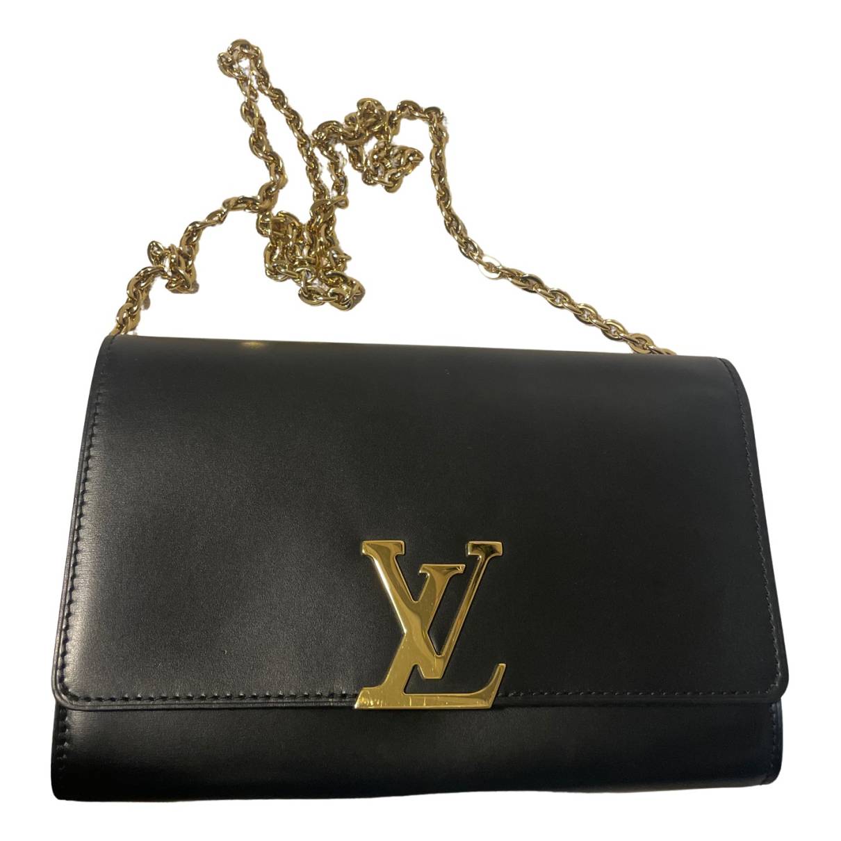 Louis Vuitton Black Leather Chain Louise GM Bag