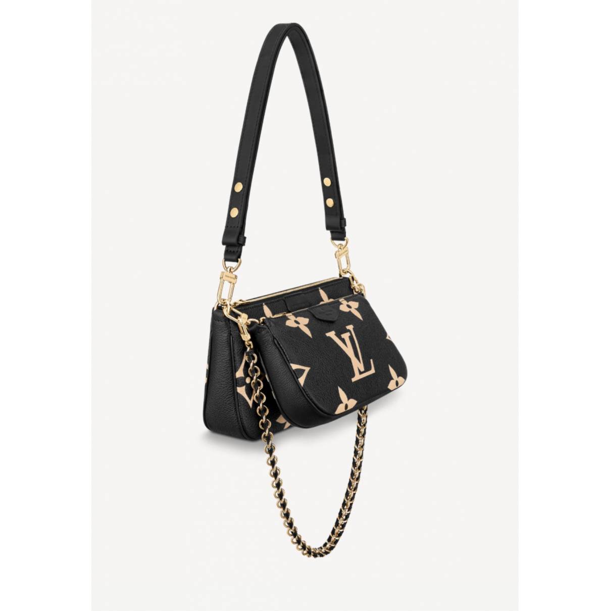 Louis+Vuitton+Multi+Pochette+Accessoires+Shoulder+Bag+Black%2FCream+Leather  for sale online