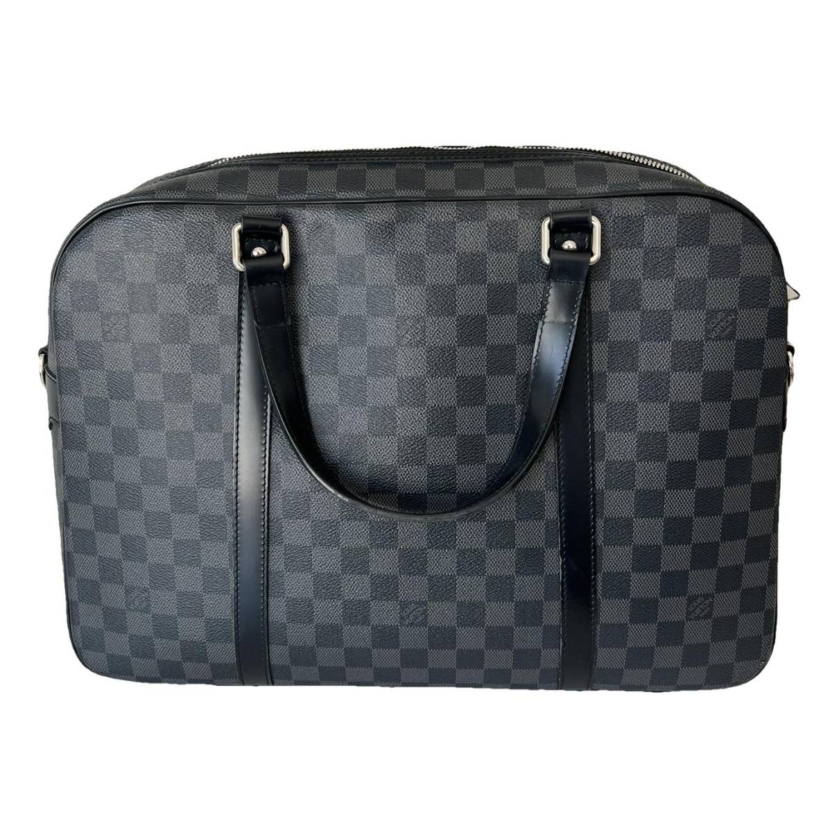 Porte documents jour leather travel bag Louis Vuitton Black in