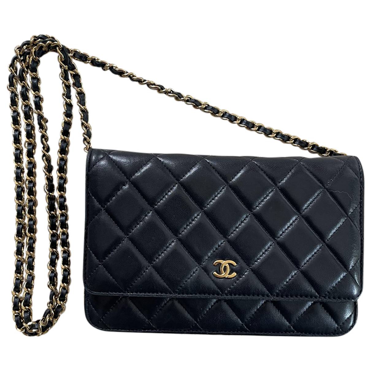 Wallet on chain leather handbag Chanel Black in Leather - 33660996