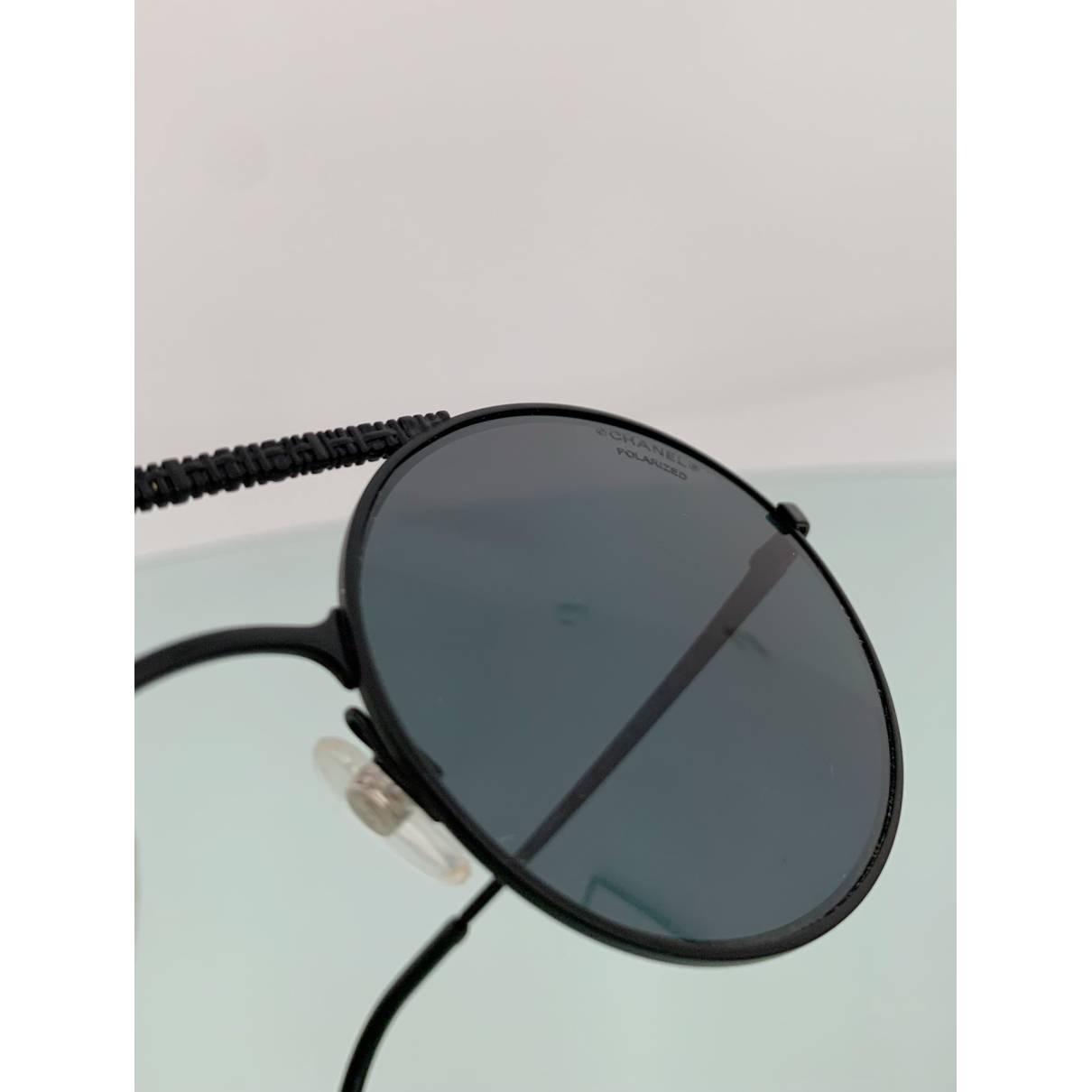 Chanel Round Frame Aviator Sunglasses in Black