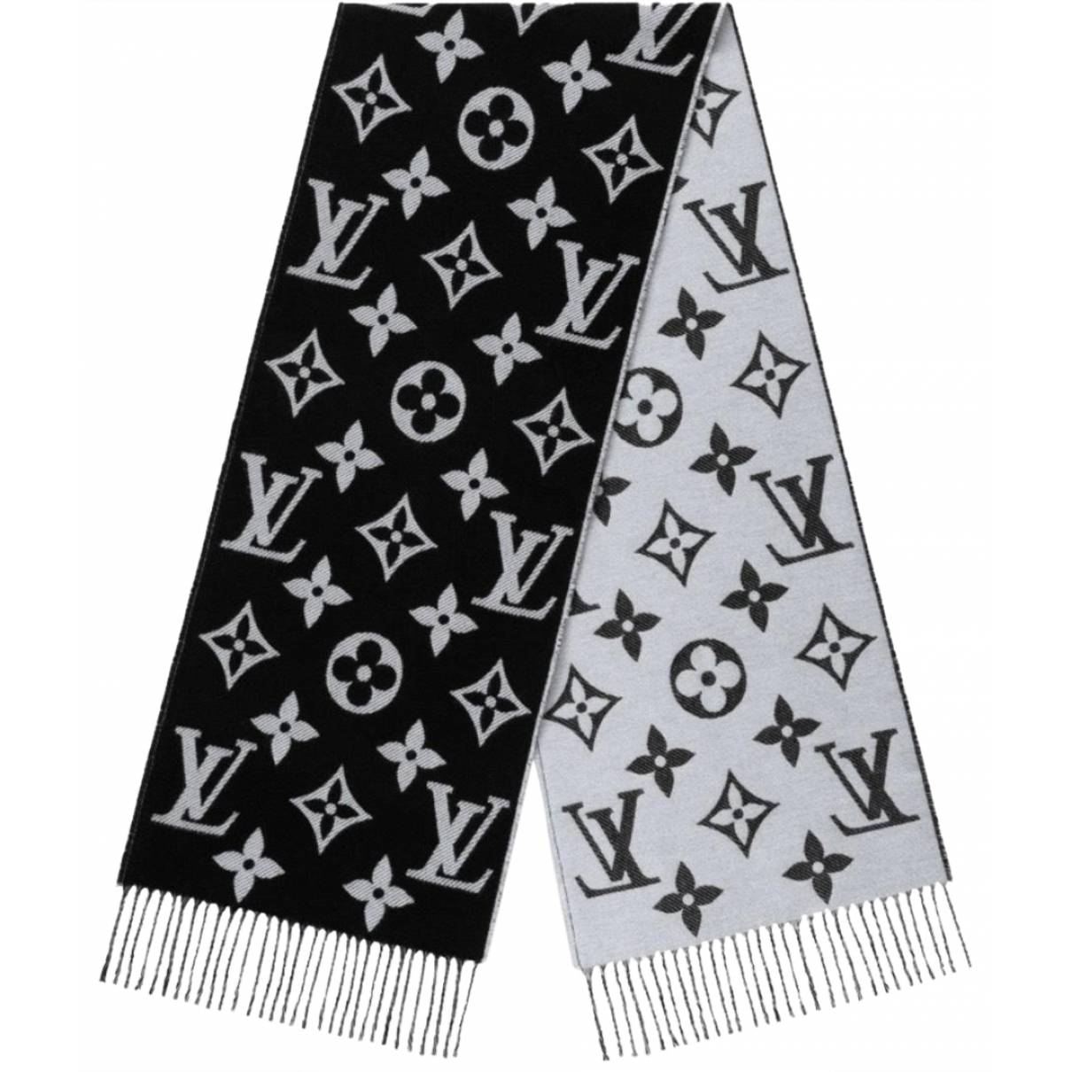 louis vuitton scarf black and white