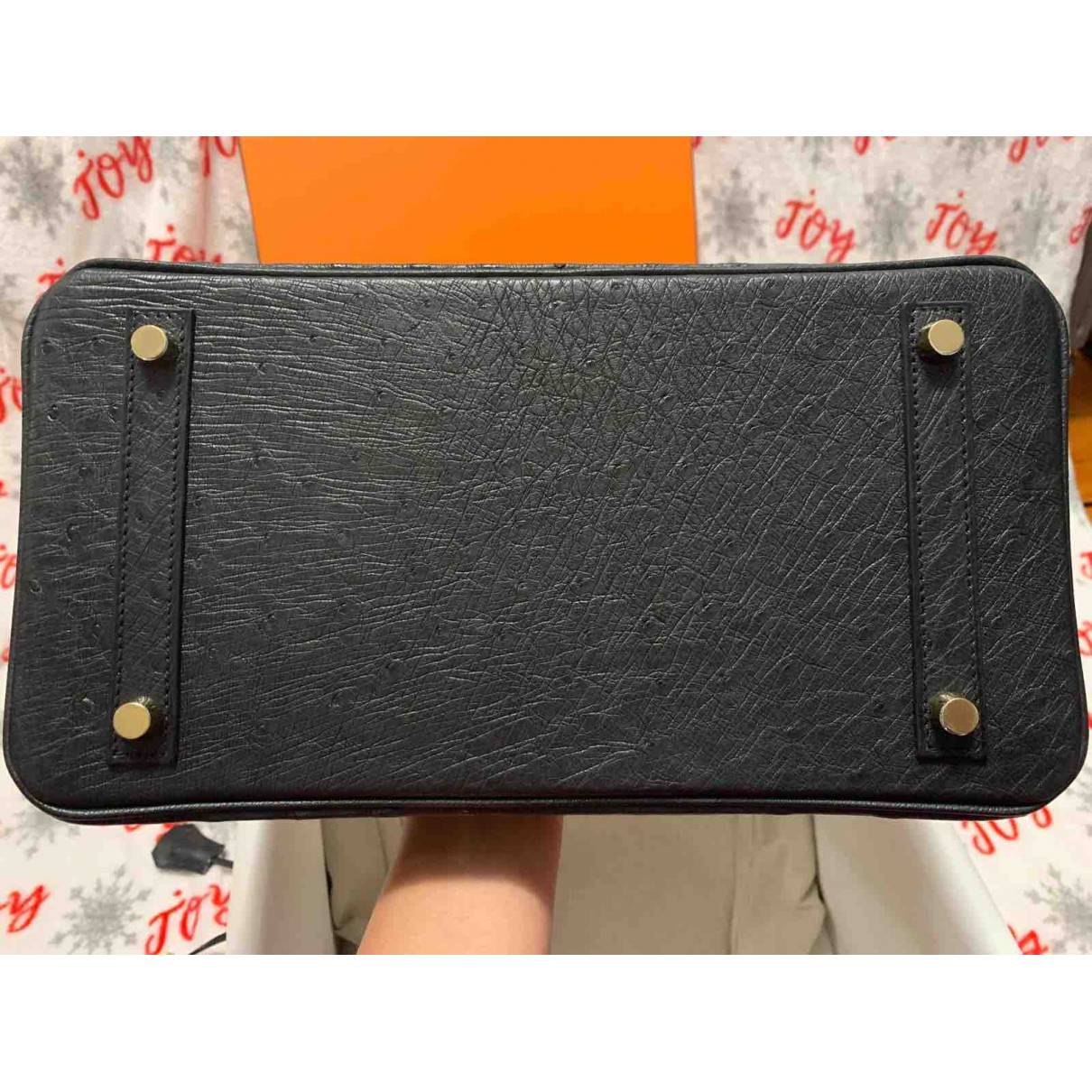 Hermès Ostrich Birkin 30 - Orange Handle Bags, Handbags - HER533855