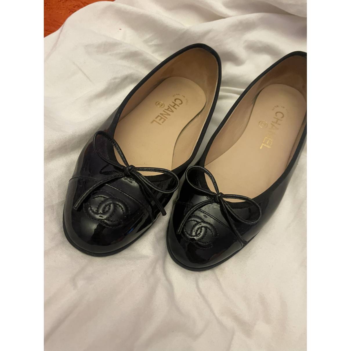 Patent leather ballet flats Chanel Black size 36.5 EU in Patent leather -  31400315
