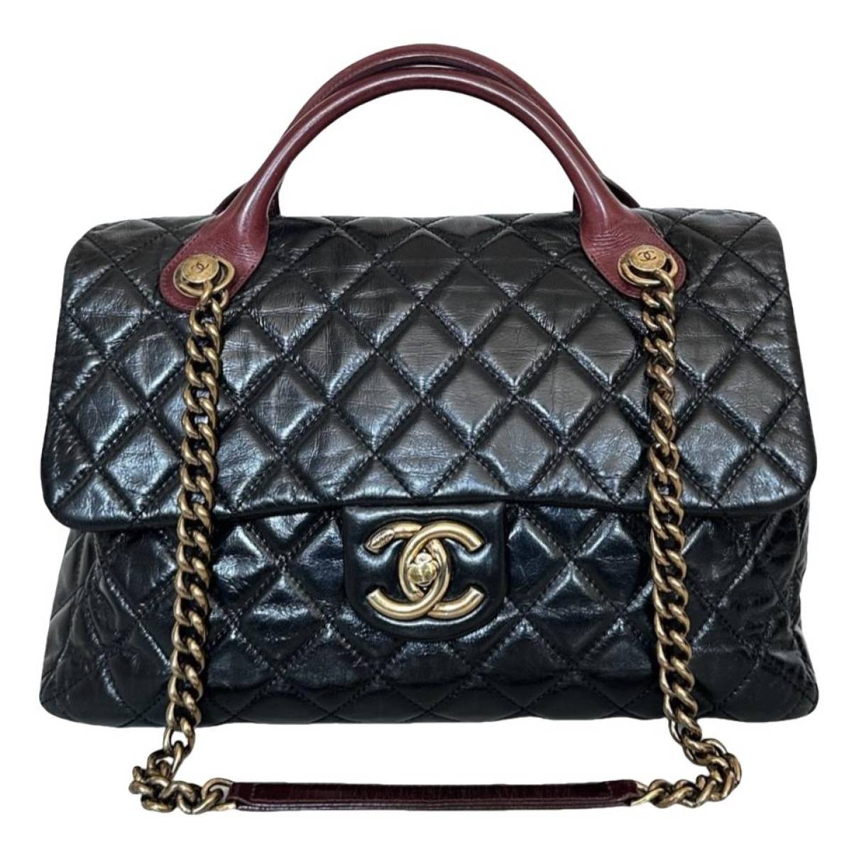 Chanel - Authenticated Timeless Classique Top Handle Handbag - Patent Leather Black for Women, Very Good Condition