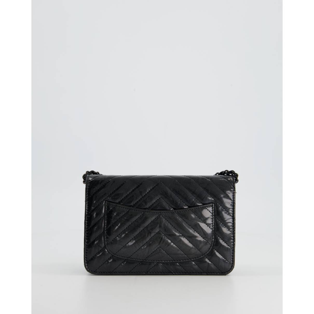 Wallet on chain patent leather handbag Chanel Black in Patent