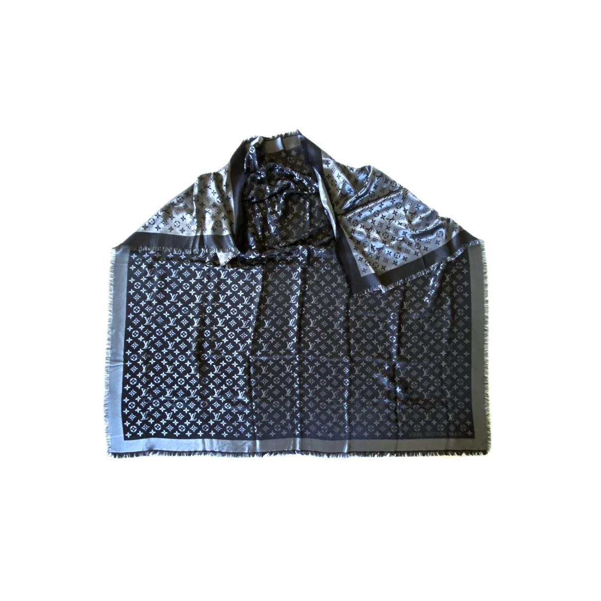 Châle monogram shine silk scarf Louis Vuitton Navy in Silk - 37284794