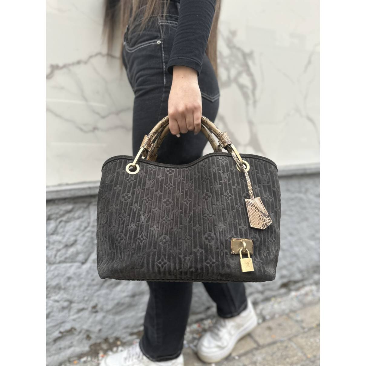 Louis Vuitton Vintage - Monogram Suede Whisper PM - Black Brown - Suede  Leather Tote Bag - Luxury High Quality - Avvenice