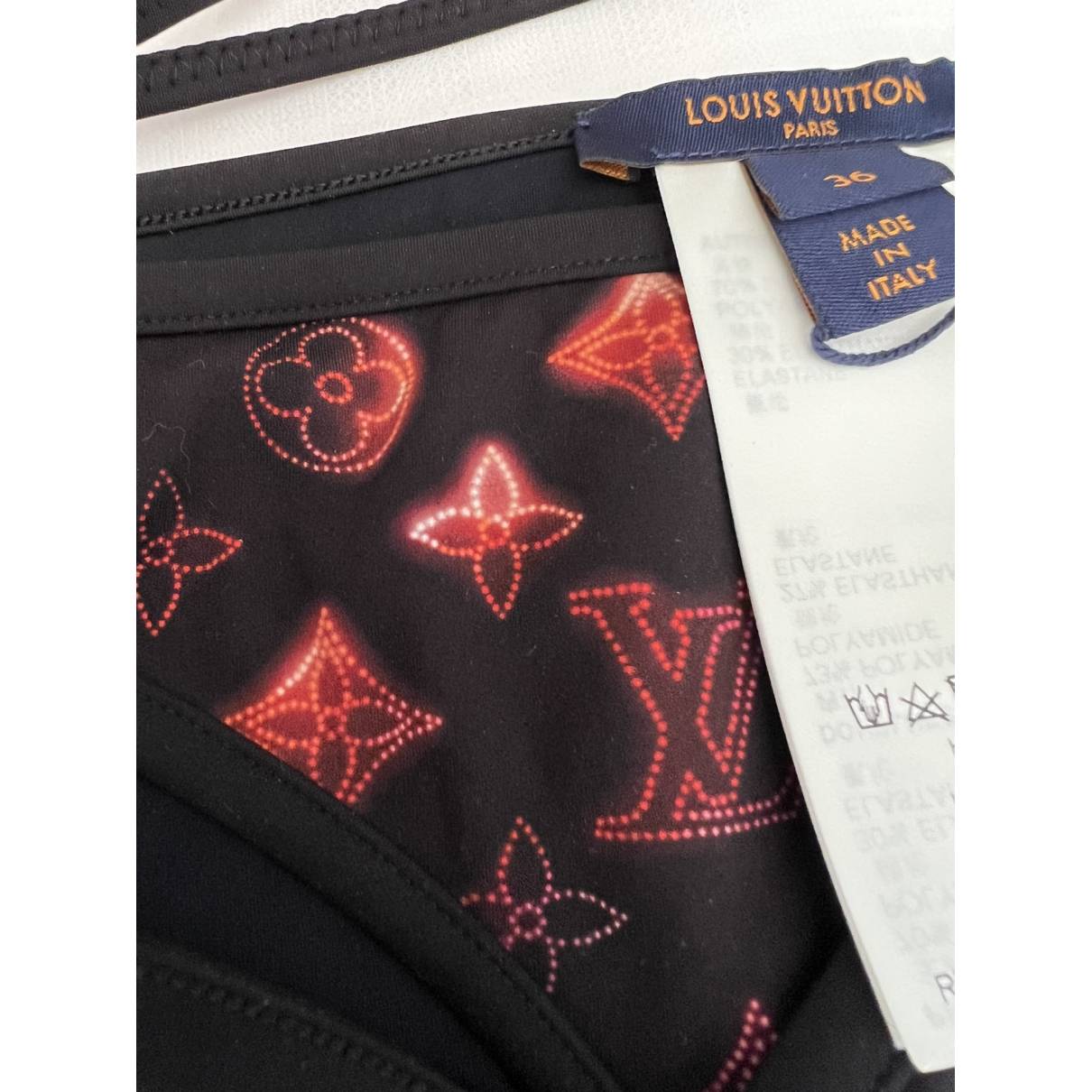 Louis Vuitton Mixed Stripes One-Piece Swimsuit BLACK. Size 34